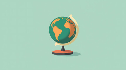 Wall Mural - Flat design illustration of a green globe on a stand.