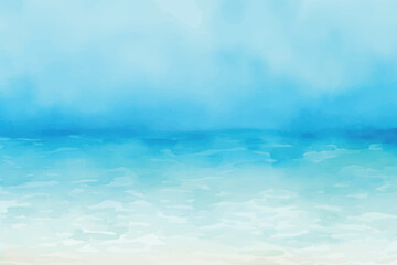 Poster - Serene watercolor ocean landscape painting