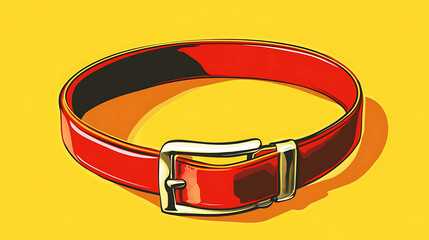 Wall Mural - Red belt with gold buckle on a yellow background.