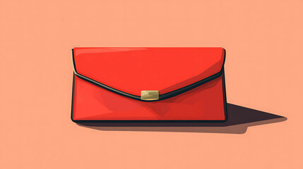 Red clutch purse with a gold clasp.