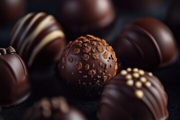 Canvas Print - A variety of elegant chocolate truffles displayed artfully.