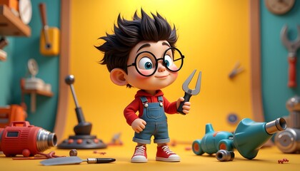 3d child playing with toys