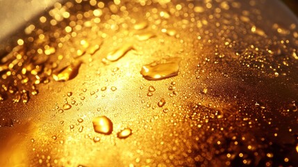 Sticker - Close-up of a golden beverage with condensation, highlighting its refreshing quality.