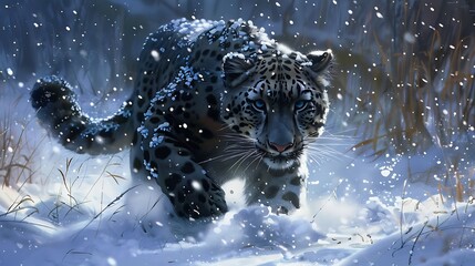 Wall Mural - When there is snow panter on the snow