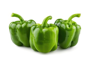 A cluster of green peppers arranged side by side, ready for use in various recipes