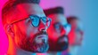 © Narit - Focused individuals in colorful lighting portrait