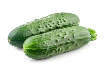 Canvas Print - Fresh green cucumbers on a white surface, great for food photography and culinary themes