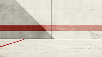 Poster - Minimalist Concrete Wall with Red Lines