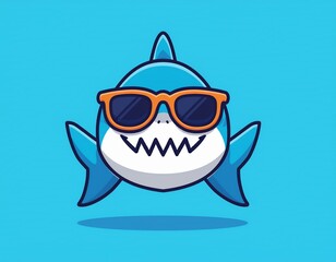 Wall Mural - Cute shark mascot with sunglasses logo vector 