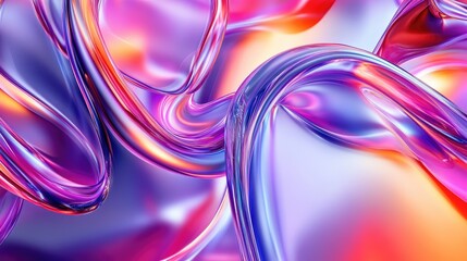 Wall Mural - Colorful glass 3D objects arranged in a fluid, abstract pattern on a sleek background, creating a modern wallpaper effect. No people.