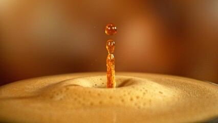 Aufkleber - Dripping Drop into Coffee Drink in Detail.