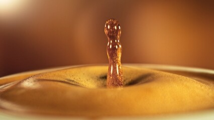 Aufkleber - Dripping Drop into Coffee Drink in Detail.
