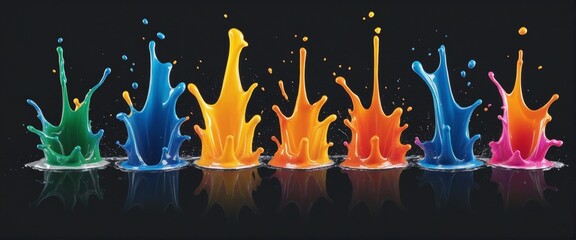 Wall Mural - set of colorful liquid splashes, illustration