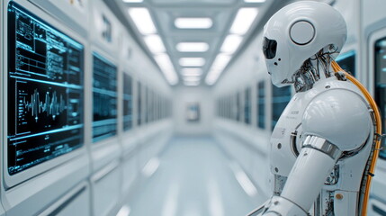 Poster - AI Robot in Futuristic Lab.