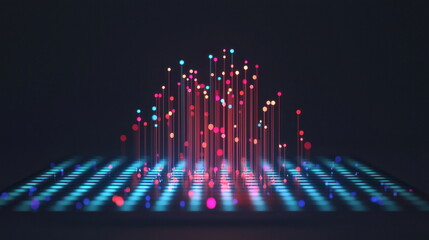 Leinwandbilder - Abstract Digital Network with Colorful Lights.