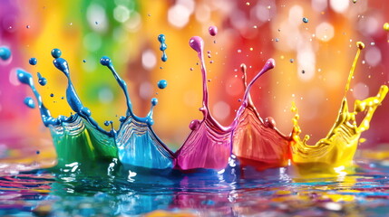 Aufkleber - Colorful Paint Splashing in Water.