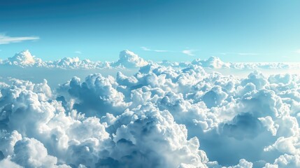 Wall Mural - Clouds from an airplane window, showing white and gray clouds with blue sky in background