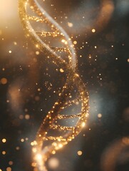 Poster - Golden Spiral of DNA with Sparkling Particles