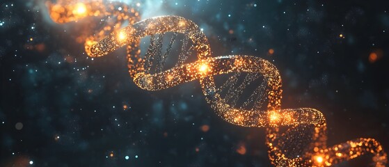 Poster - Glowing DNA Helix in Cosmic Background