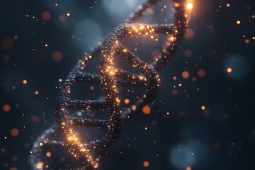 Poster - Vibrant DNA Helix with Sparkling Particles