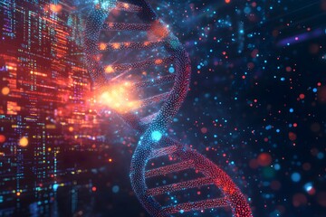 Poster - Vibrant DNA Strand in a Digital Universe