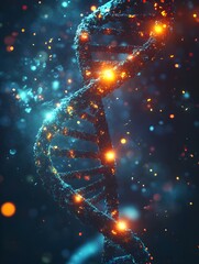 Poster - Abstract DNA Strand with Glowing Elements