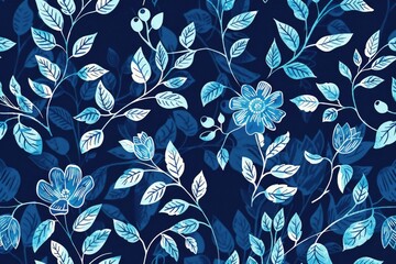 Sticker - A decorative blue and white floral pattern against a dark background