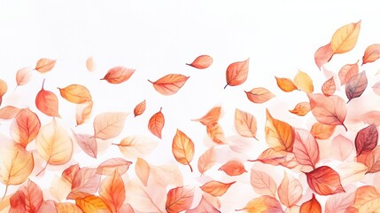 Wall Mural - Simple and elegant abstract fallen leaves watercolor background, white background, banner.
For card, invitation, web, social media, presentation, slide show, marketing, advertising, design, cover.