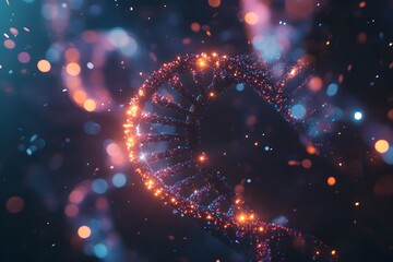 Poster - Vibrant DNA Strand Against Cosmic Background