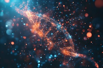 Poster - Abstract DNA Structure with Colorful Particles