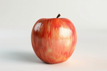 Sticker - A single red apple sits on a white surface, perfect for use in food or still life photography