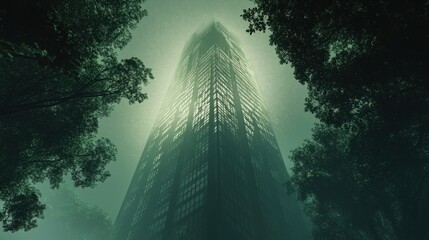 Wall Mural - Skyscraper in Fog.