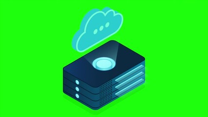 Wall Mural - isometric cloud database animation. cloud computing and file cloud storage. modern technology. motio