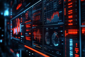 A financial dashboard displaying data analysis charts on financial capital growth and emerging technology trends, with vibrant colors representing the digital age.