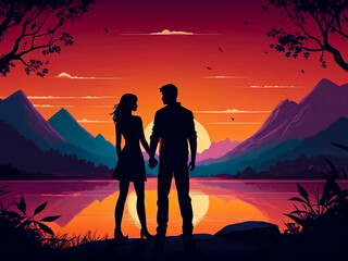 Wall Mural - lovers