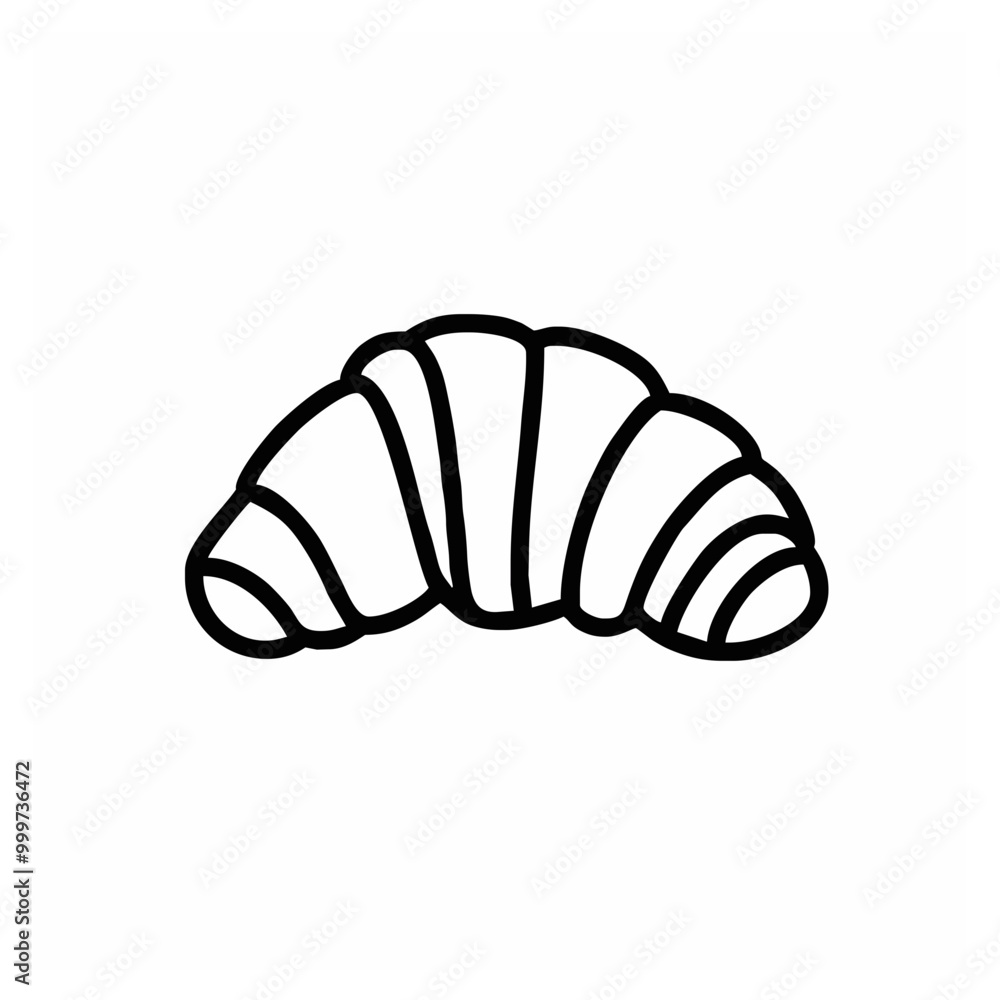 Simple Black and White Line Drawing of a Croissant, Perfect for Bakery ...