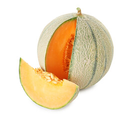 Poster - Fresh ripe Cantaloupe melon isolated on white