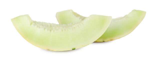 Sticker - Slices of fresh honeydew melon isolated on white