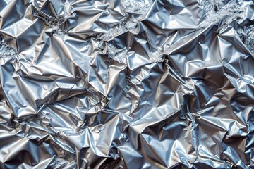 Canvas Print - crinkled aluminum foil reflective surface macro