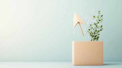 Poster - A single 3D arrow emerging from a box, showcasing a new beginning or innovation, against a neutral background.