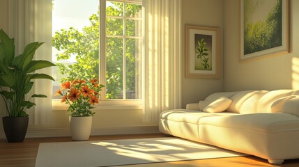 Canvas Print - Sunny Living Room.