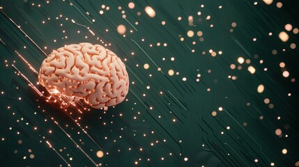 Wall Mural - A stylized image of a digital brain with glowing circuits, representing the complexity and processing power of AI.