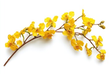 A branch of a yellow orchid (oncidium) on a white background without foreign objects - generative ai