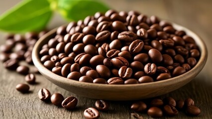 Sticker -  Aromatic coffee beans in a rustic bowl