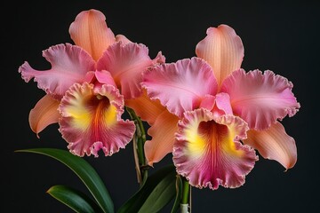 orchids large on a homogeneous background - generative ai