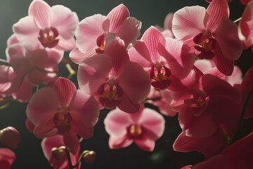 Wall Mural - orchids large on a homogeneous background - generative ai