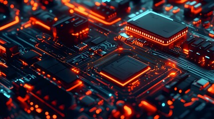 Abstract circuit board futuristic technology processing background. 