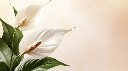 Wall Mural - Elegant Peace Lilies on Soft Background