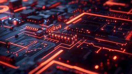 Abstract circuit board futuristic technology processing background. 