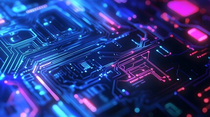 Abstract circuit board futuristic technology processing background. 